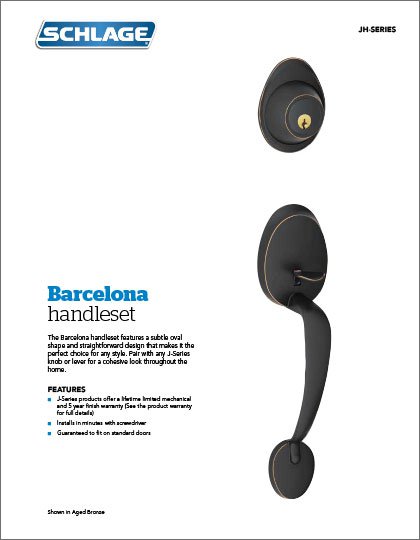 J-Series Barcelona Handleset Sell Sheet