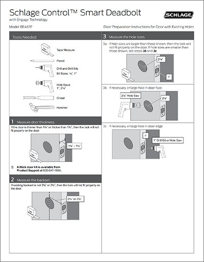 Smart Deadbolt Door Preparation - Existing Hole