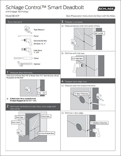 Smart Deadbolt Door Preparation - No Hole