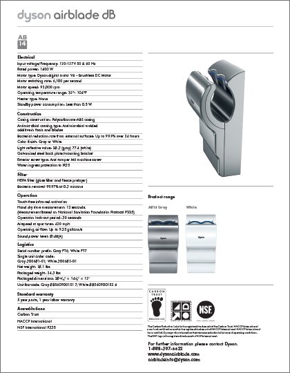 madero airblade db dyson ab14 spec sheet