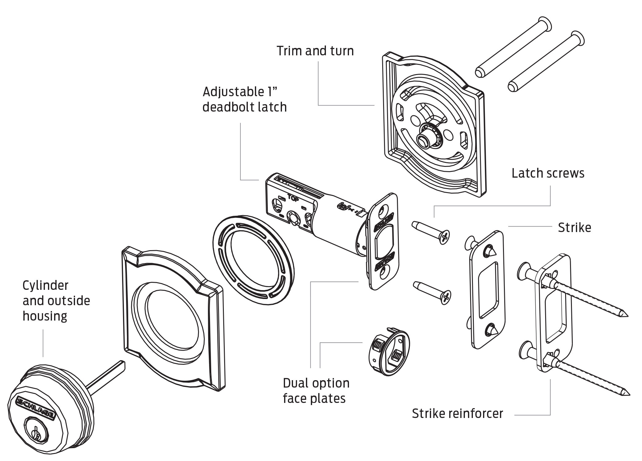 schlage door handle parts