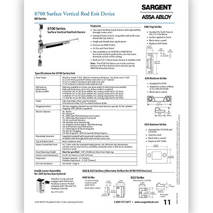 Sargent 8700 Series