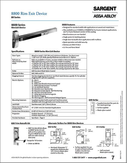 Sargent 8800 Series