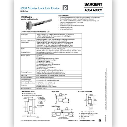 Sargent 8900 Series