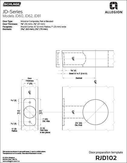 Door Template - JD 60-62-81 - Wood/Composite, Round Corner