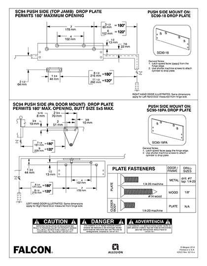 Falcon SC94 Series, Top Jamb