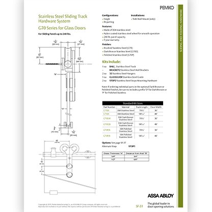 G70 Series for glass doors