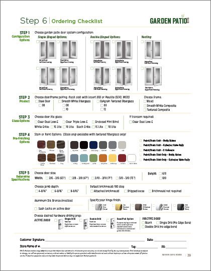 Garden Patio Doors Order Form