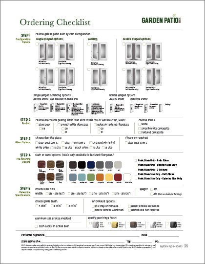 Garden Patio Doors Order Form