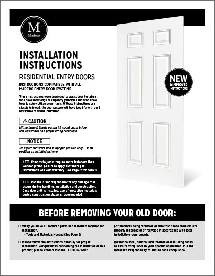 PreHung Installation Instructions