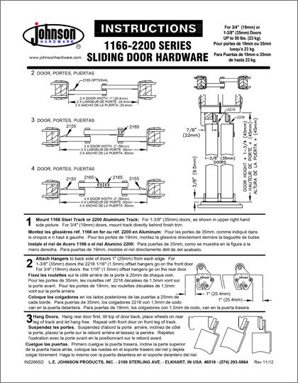 Johnson 1166 Series Installation Instructions