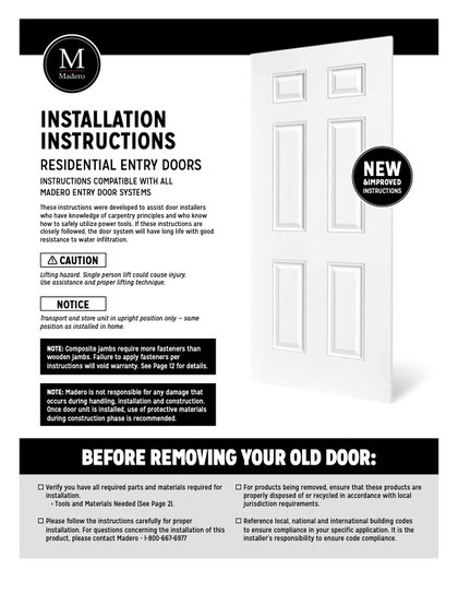 Madero Installation Instructions