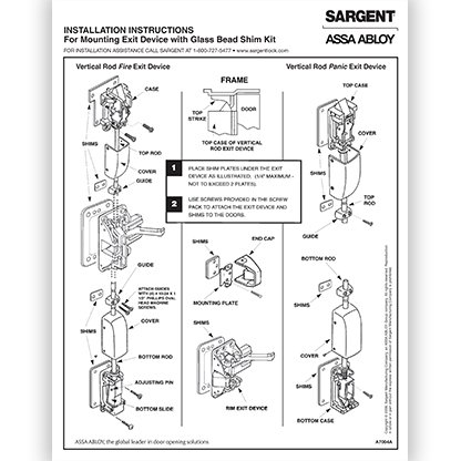 Mounting Exit Device with Glass Bead Shim Kit