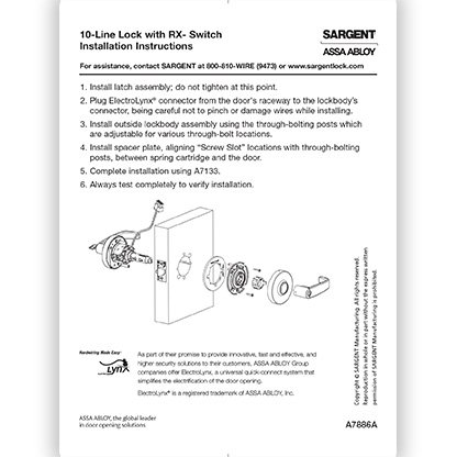 Sargent 10 Line Lock, RX- Switch