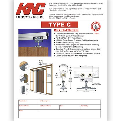 Type C Pocket Door Track