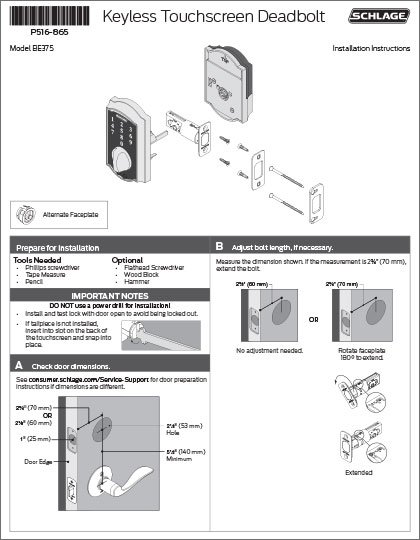 Schlage Touch Install Guide