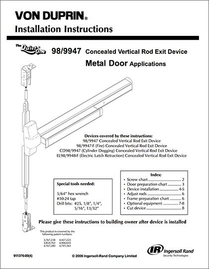 Series 98/99 Concealed Rod Installation