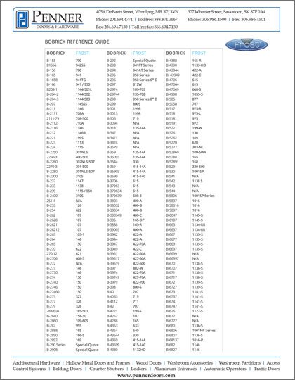 Frost Cross Reference Guide